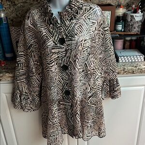 Formal Blouse /Shirt Jacket Semi-Sheer Sequins Sz XL